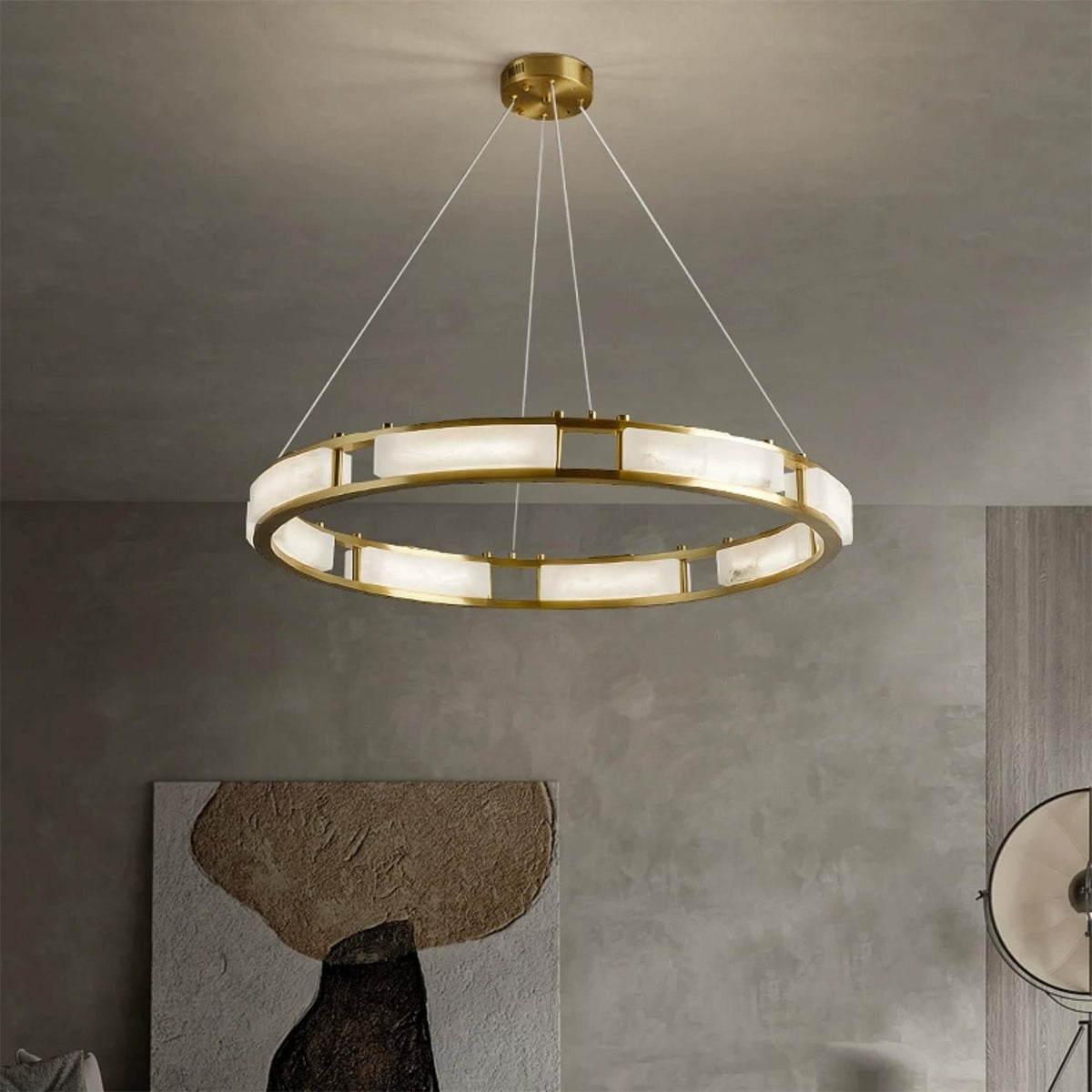 Cuzora Lustre Minimaliste en Laiton et Albâtre - Neutralighting