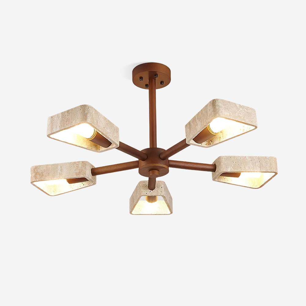 Feyno Plafonnier en Travertin et Bois - Neutralighting