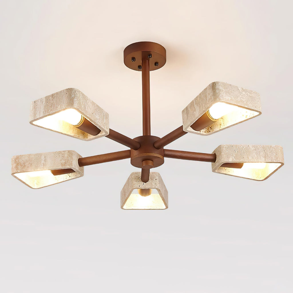 Feyno Plafonnier en Travertin et Bois - Neutralighting