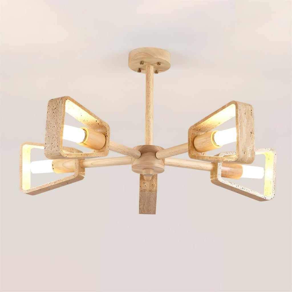 Feyno Plafonnier en Travertin et Bois - Neutralighting