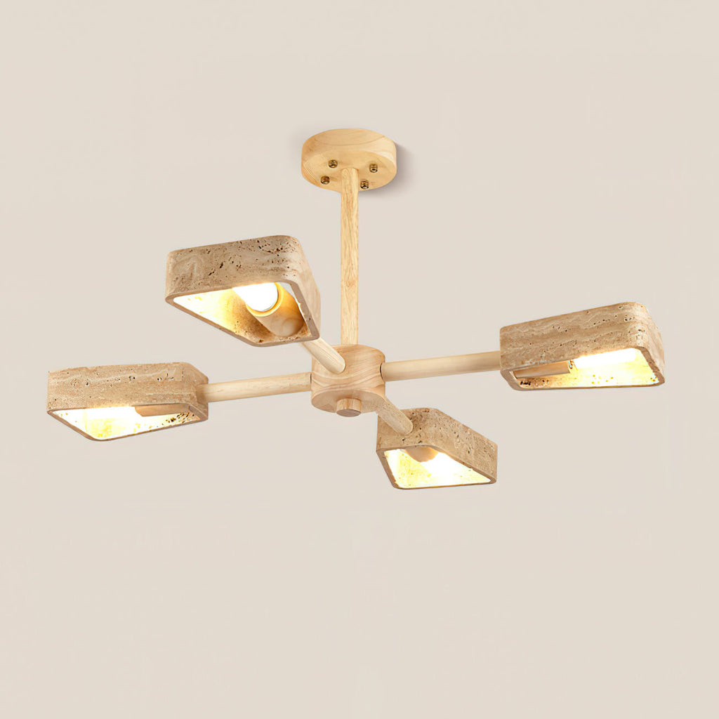 Feyno Plafonnier en Travertin et Bois - Neutralighting