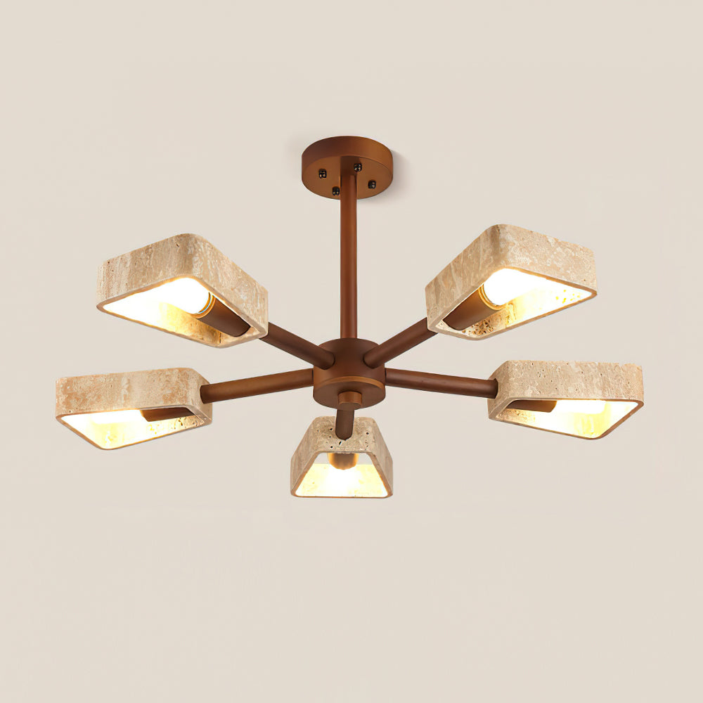 Feyno Plafonnier en Travertin et Bois - Neutralighting