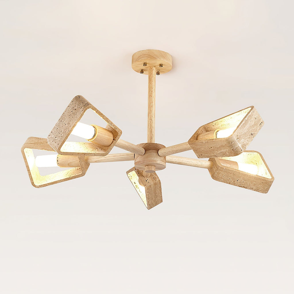 Feyno Plafonnier en Travertin et Bois - Neutralighting