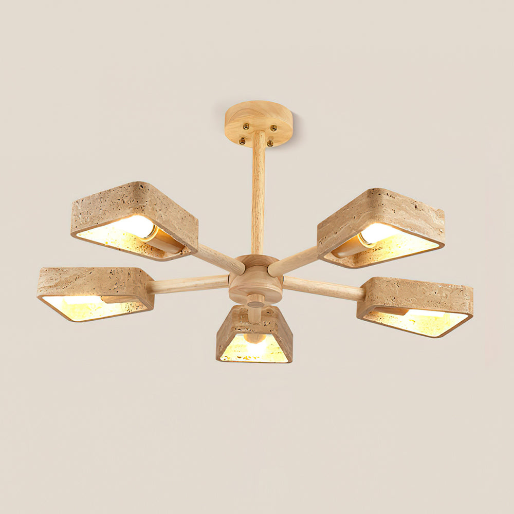 Feyno Plafonnier en Travertin et Bois - Neutralighting