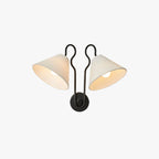 Walter Applique Murale Double avec Abat-Jours Coniques Blancs en Tissu - Neutralighting