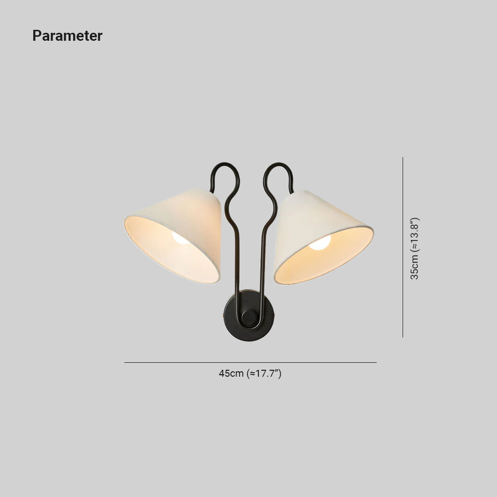 Walter Applique Murale Double avec Abat-Jours Coniques Blancs en Tissu - Neutralighting