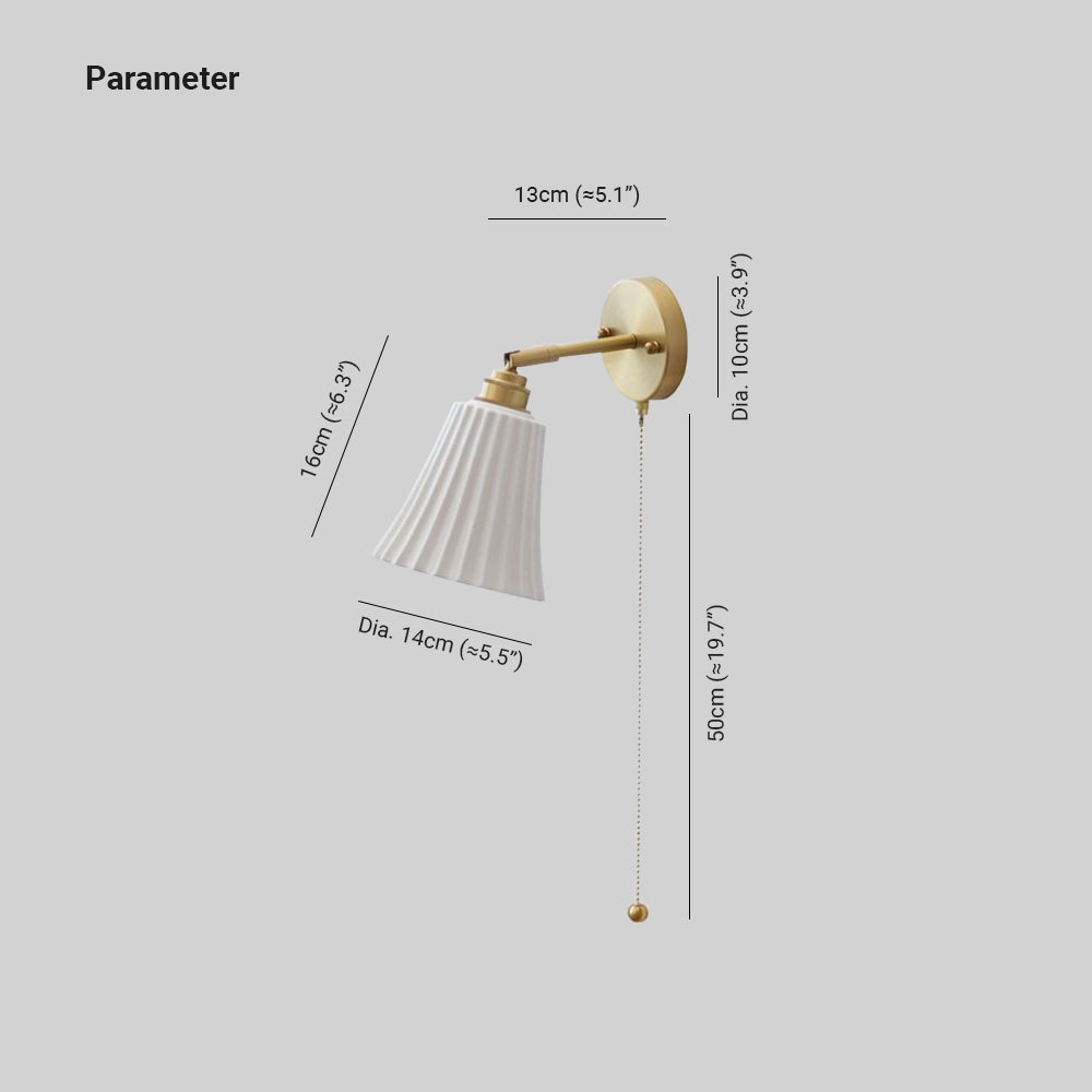 Arisha Moderne Tirer Cordon Métal Cerámique Intérieur Applique Murale Salon - Neutralighting