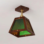 Radia Lustre Plafonnier Cadre en Bois Panneaux en Verre Géométriques - Neutralighting
