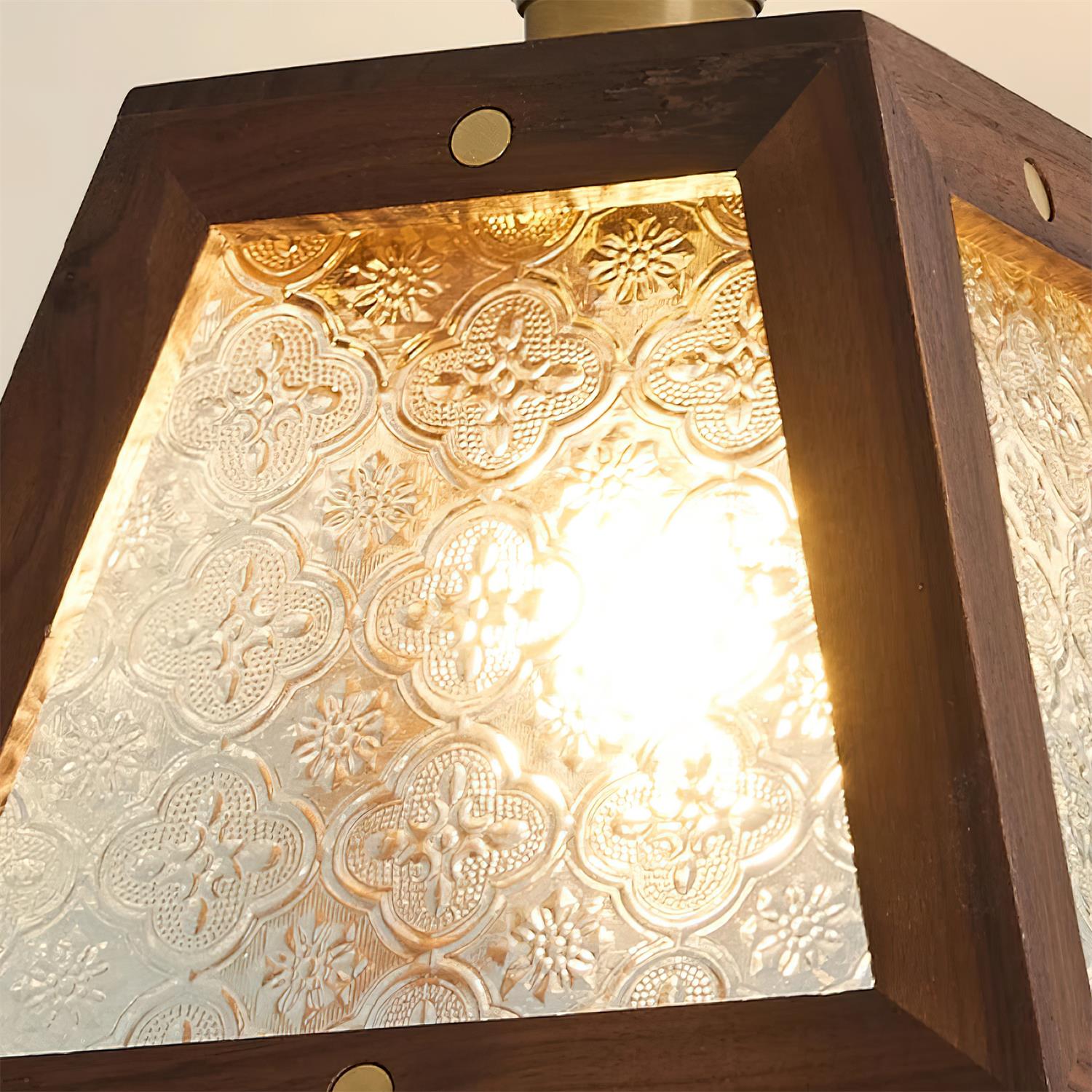 Radia Plafonnier Bois Verre Vintage - Neutralighting