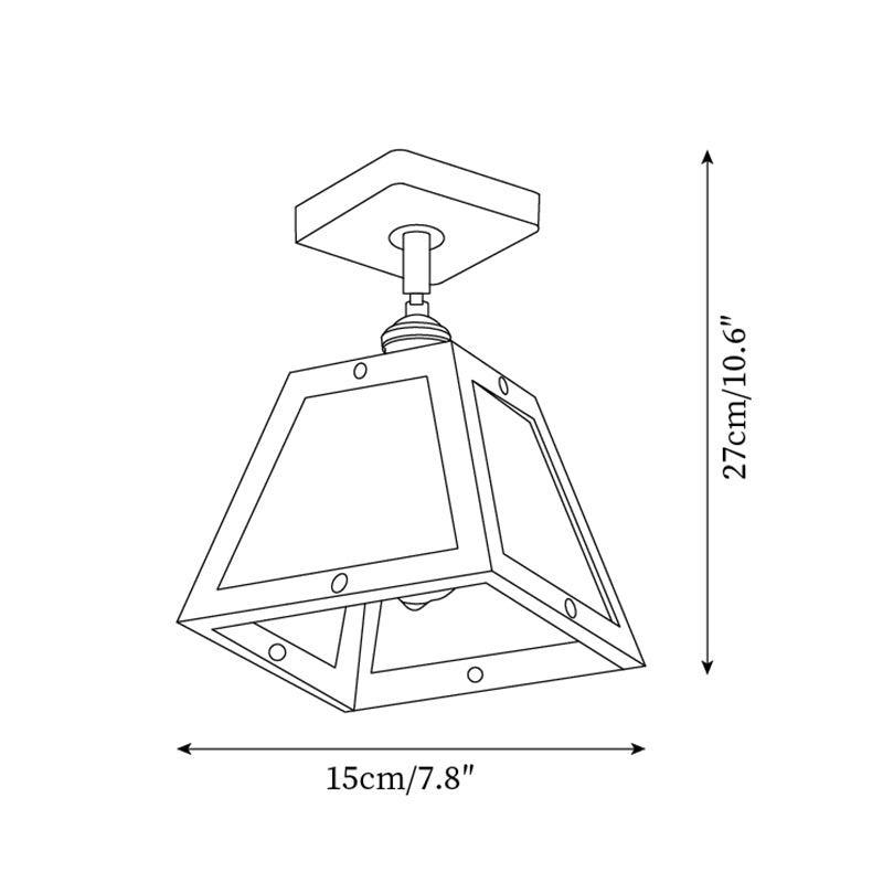 Radia Lustre Plafonnier Cadre en Bois Panneaux en Verre Géométriques - Neutralighting