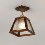 Radia Lustre Plafonnier Cadre en Bois Panneaux en Verre Géométriques - Neutralighting
