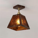 Radia Lustre Plafonnier Cadre en Bois Panneaux en Verre Géométriques - Neutralighting
