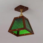 Radia Lustre Plafonnier Cadre en Bois Panneaux en Verre Géométriques - Neutralighting