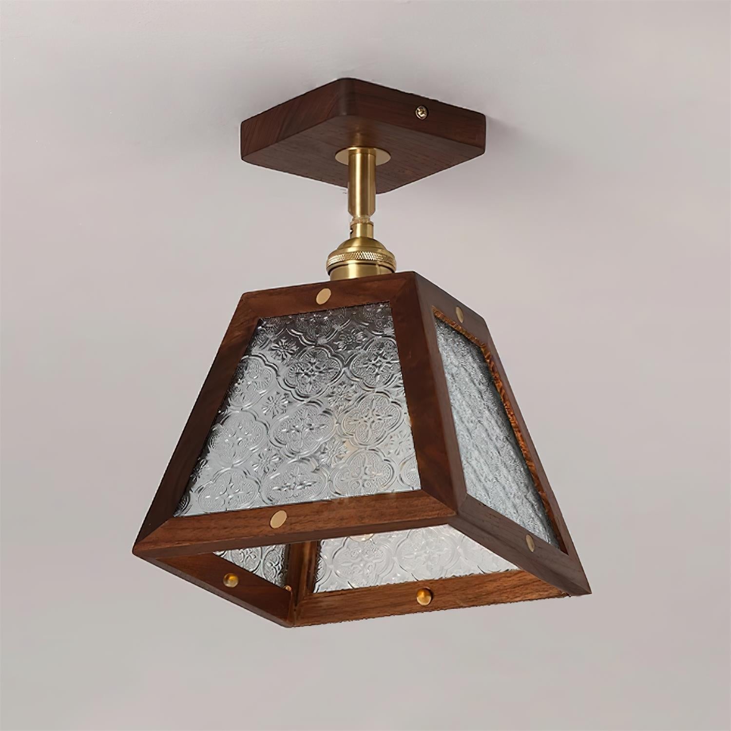 Radia Plafonnier Bois Verre Vintage - Neutralighting