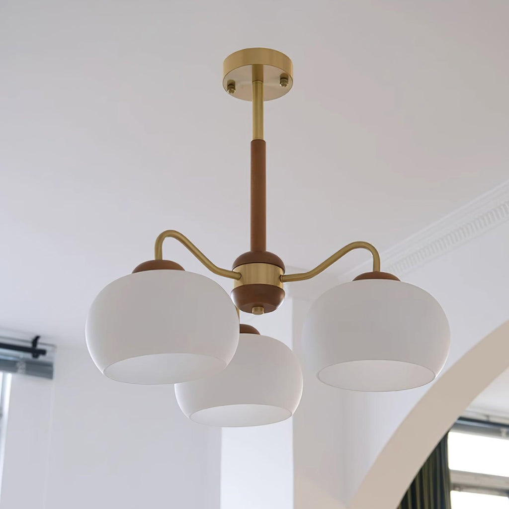 Raito Lustre Dôme en Verre Bois Laiton - Neutralighting