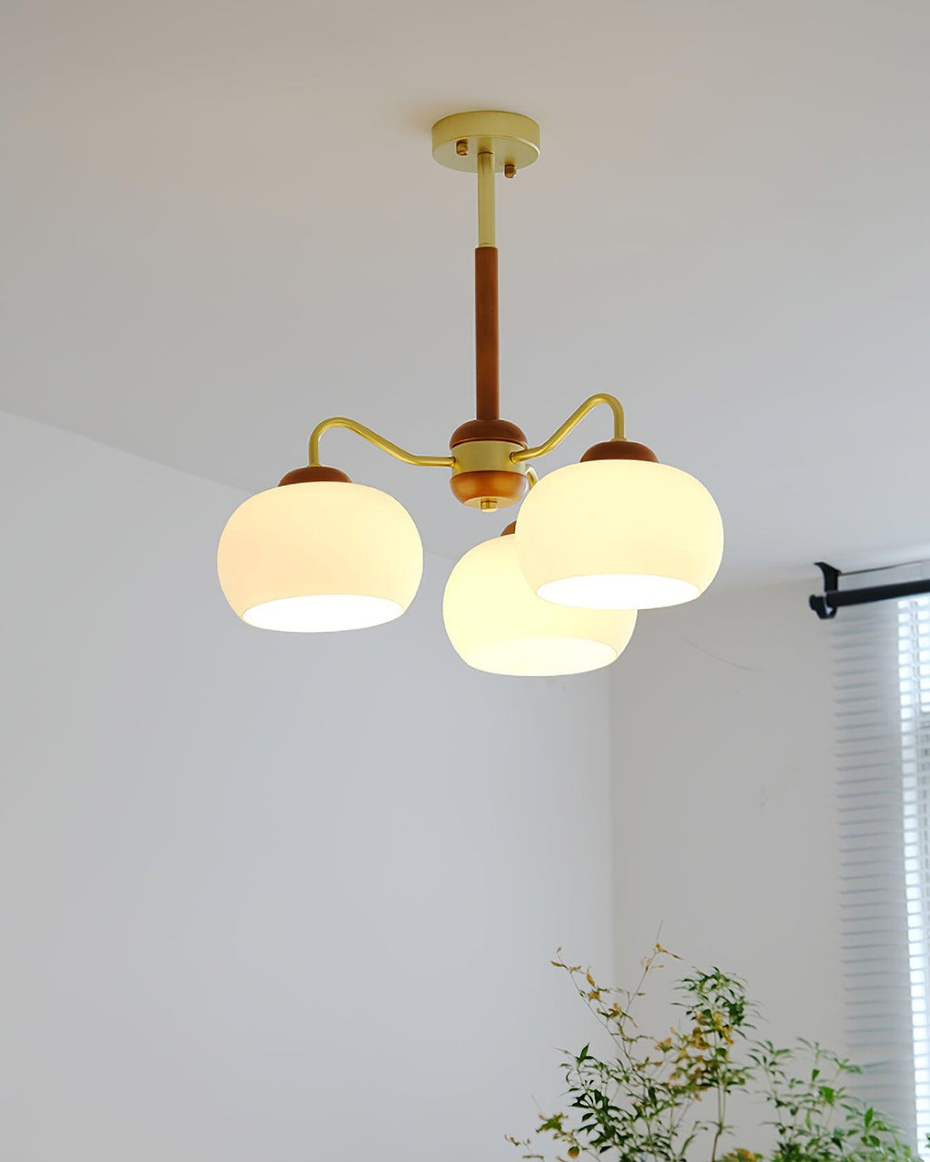 Raito Lustre Dôme en Verre Bois Laiton - Neutralighting