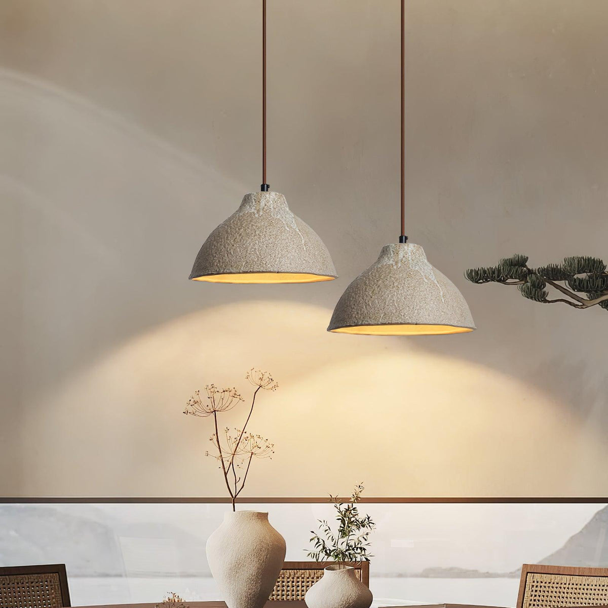 Zandora Retro Ceramic Wood Pendant Lamp - Neutralighting