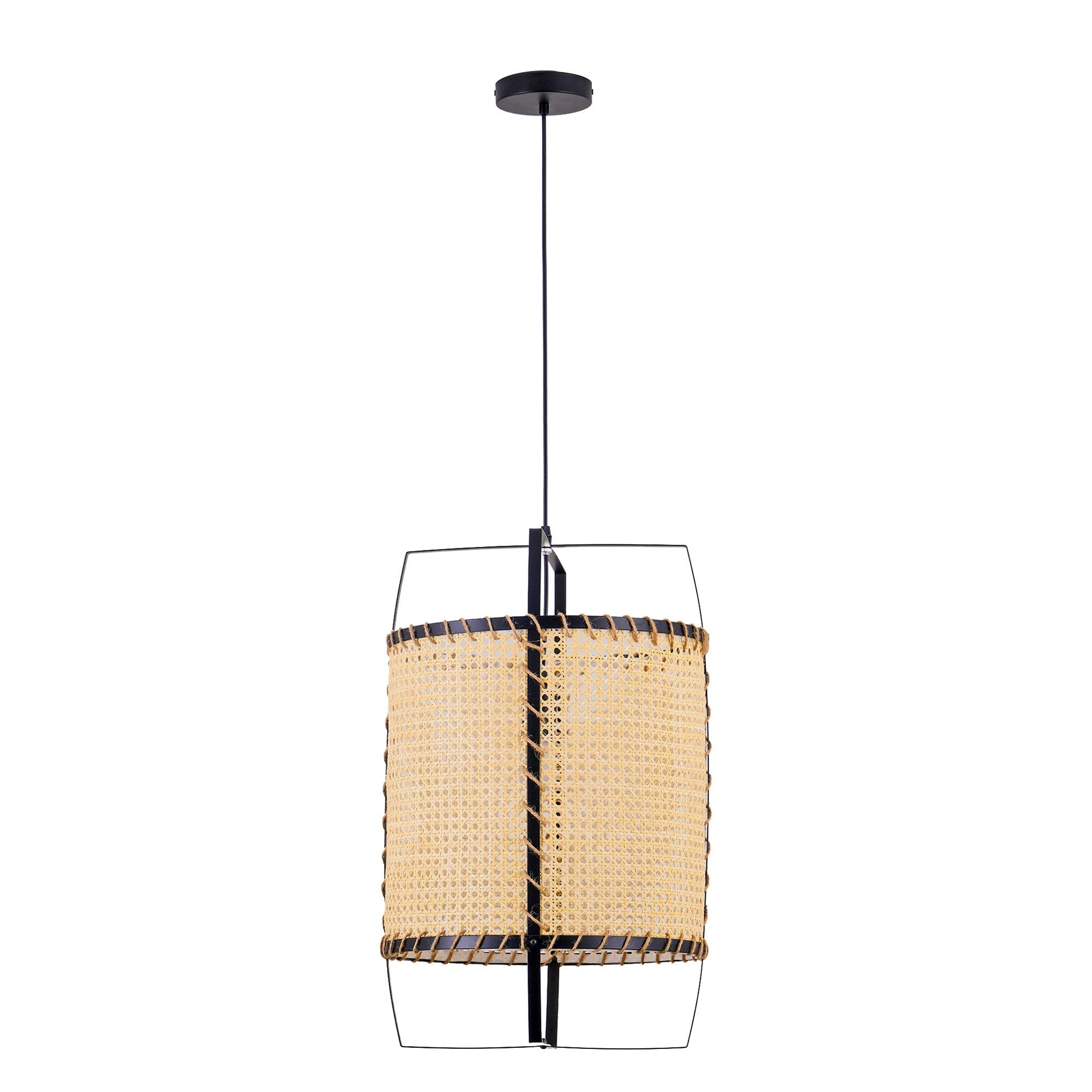 Solara PeSuspension Cadre en Rotin Canné Industriel - Neutralighting