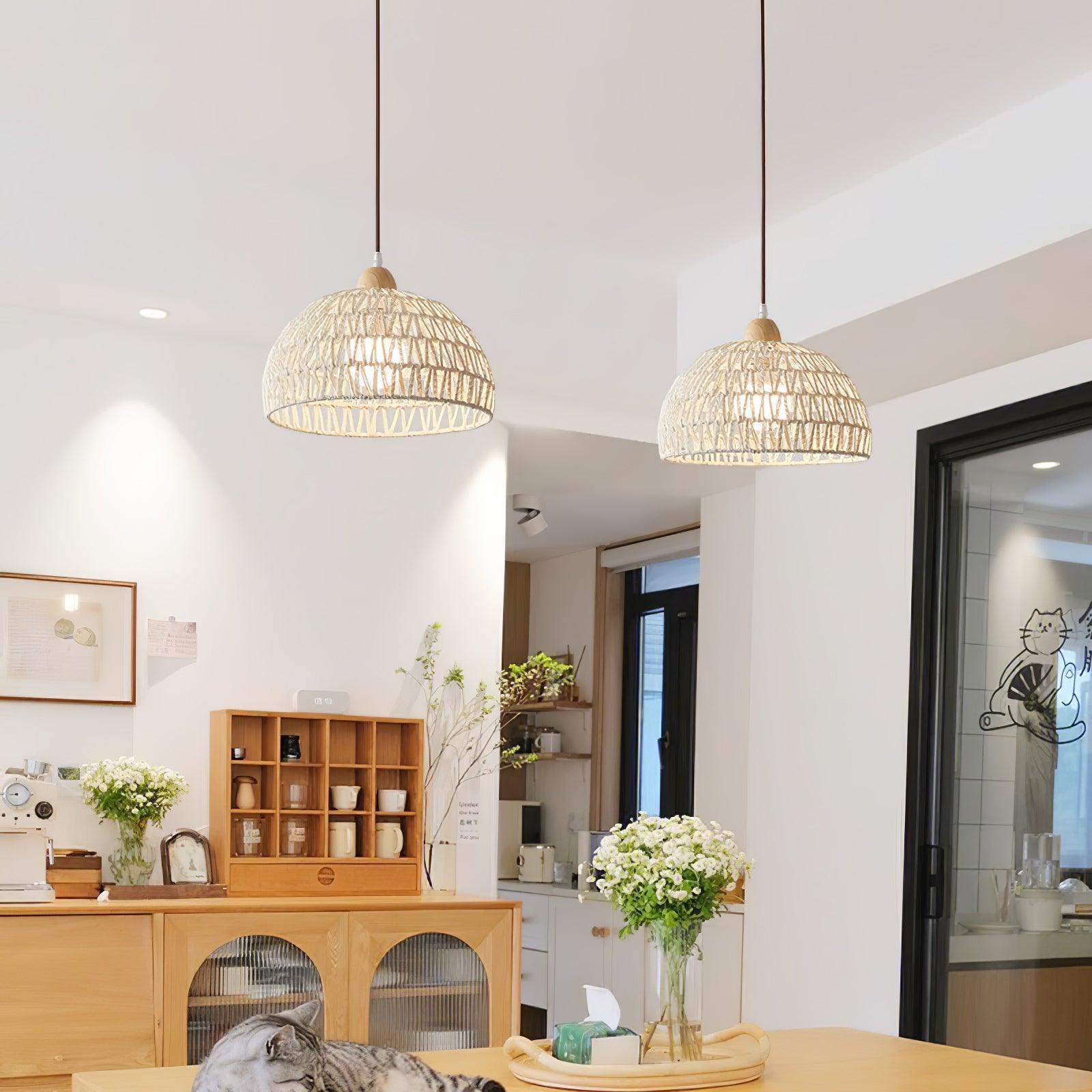 Calyran Lampe Pendante en Rotin et Bois - Neutralighting