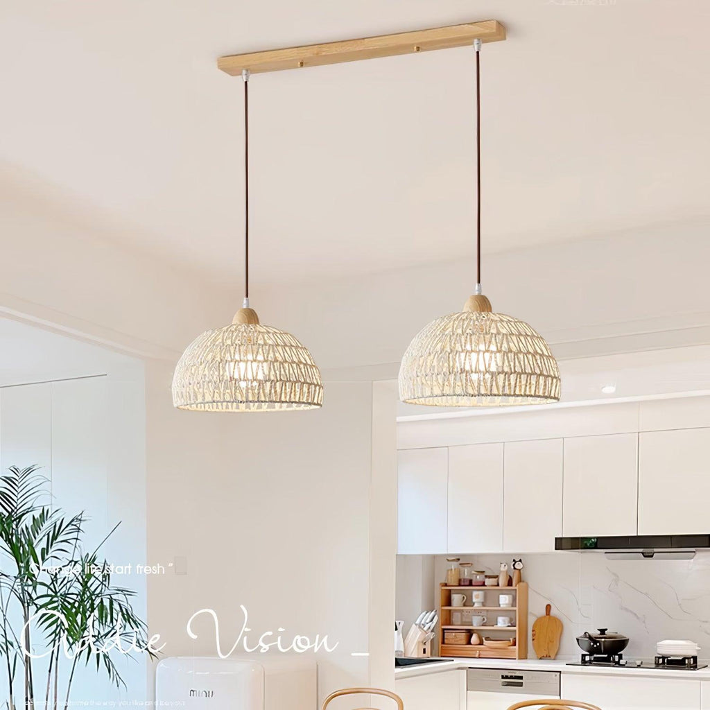 Calyran Lampe Pendante en Rotin et Bois - Neutralighting
