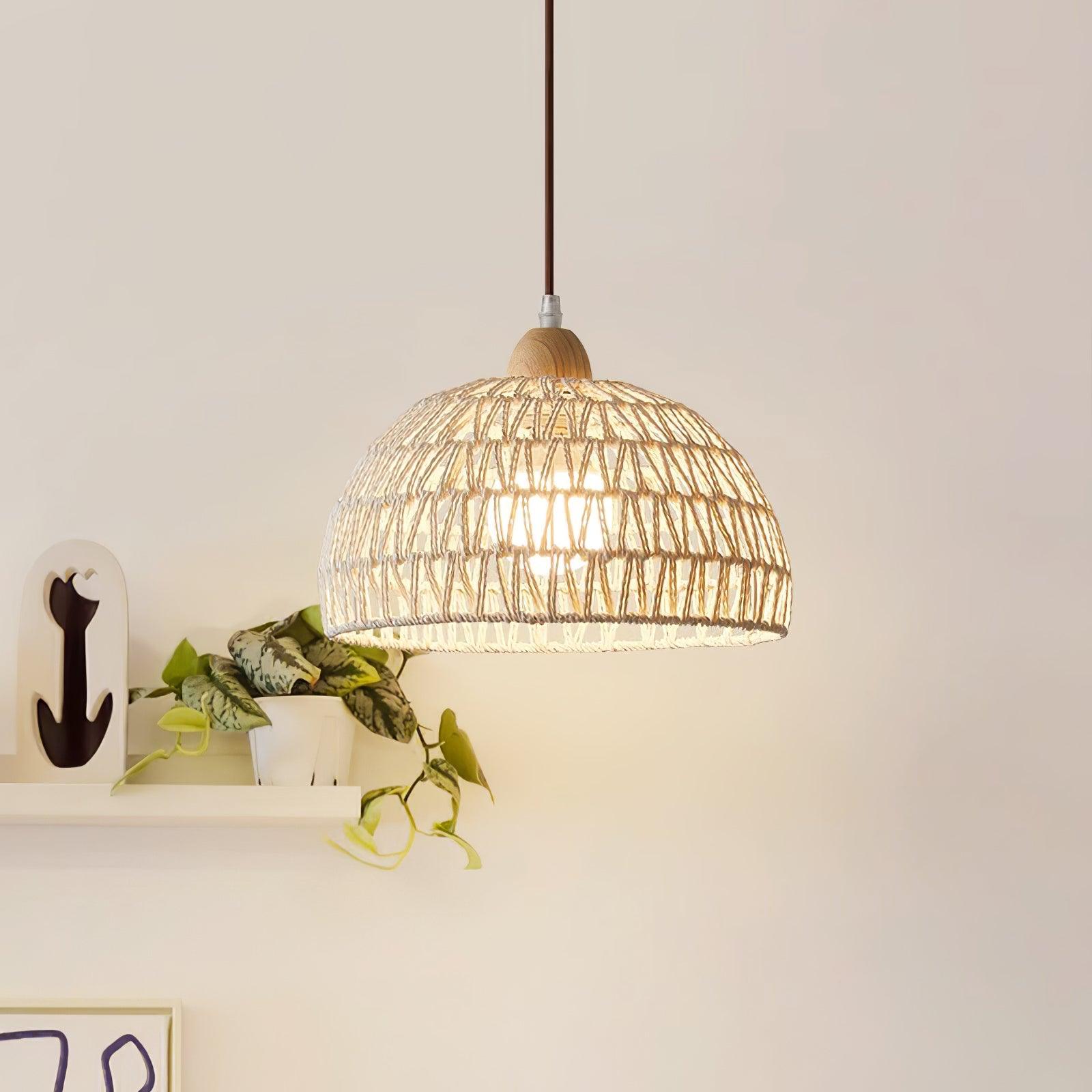 Calyran Lampe Pendante en Rotin et Bois - Neutralighting