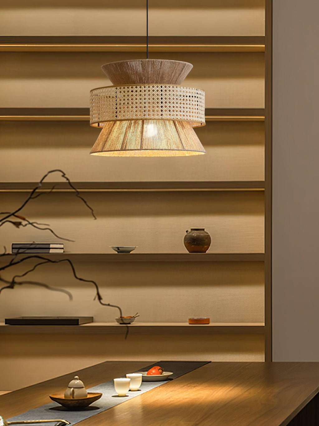 Ophelia Lustra Lampe Suspendue Rattan Tissé Élégante - Neutralighting