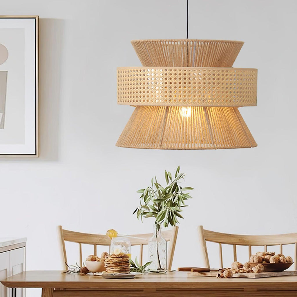 Ophelia Lustra Lampe Suspendue Rattan Tissé Élégante - Neutralighting