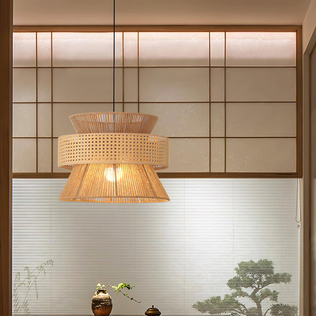 Ophelia Lustra Lampe Suspendue Rattan Tissé Élégante - Neutralighting