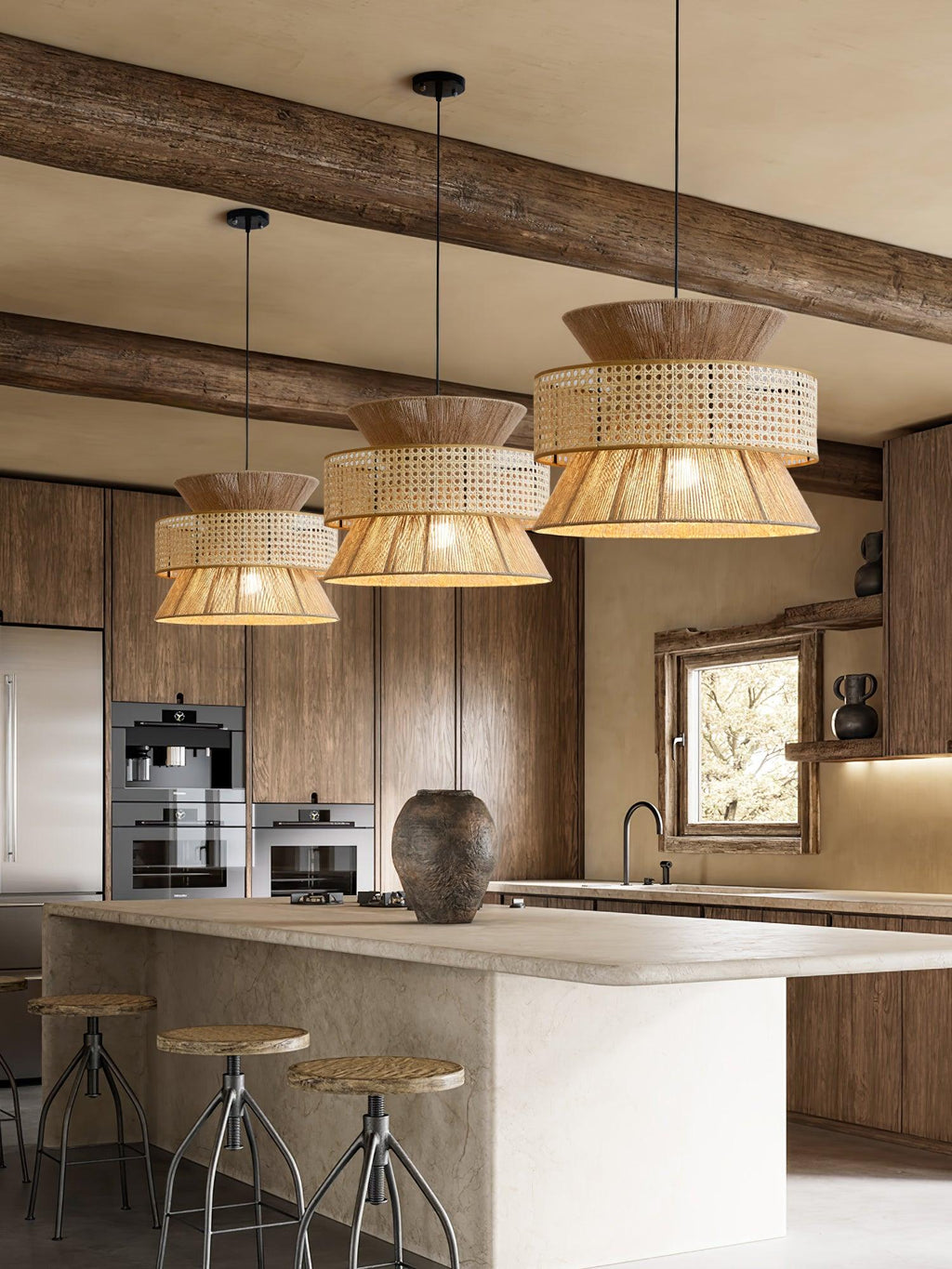 Ophelia Lustra Lampe Suspendue Rattan Tissé Élégante - Neutralighting