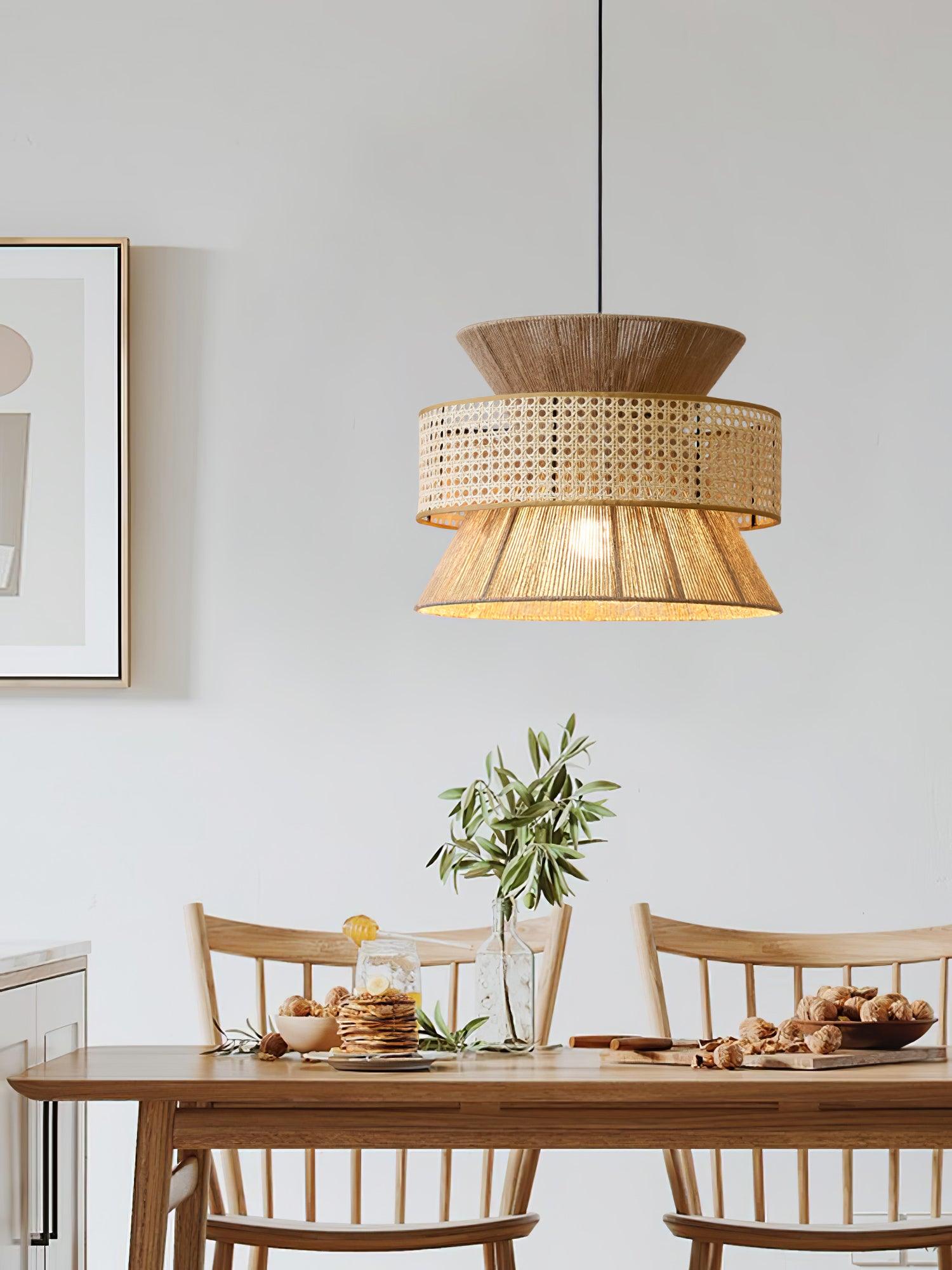 Ophelia Lustra Lampe Suspendue Rattan Tissé Élégante - Neutralighting
