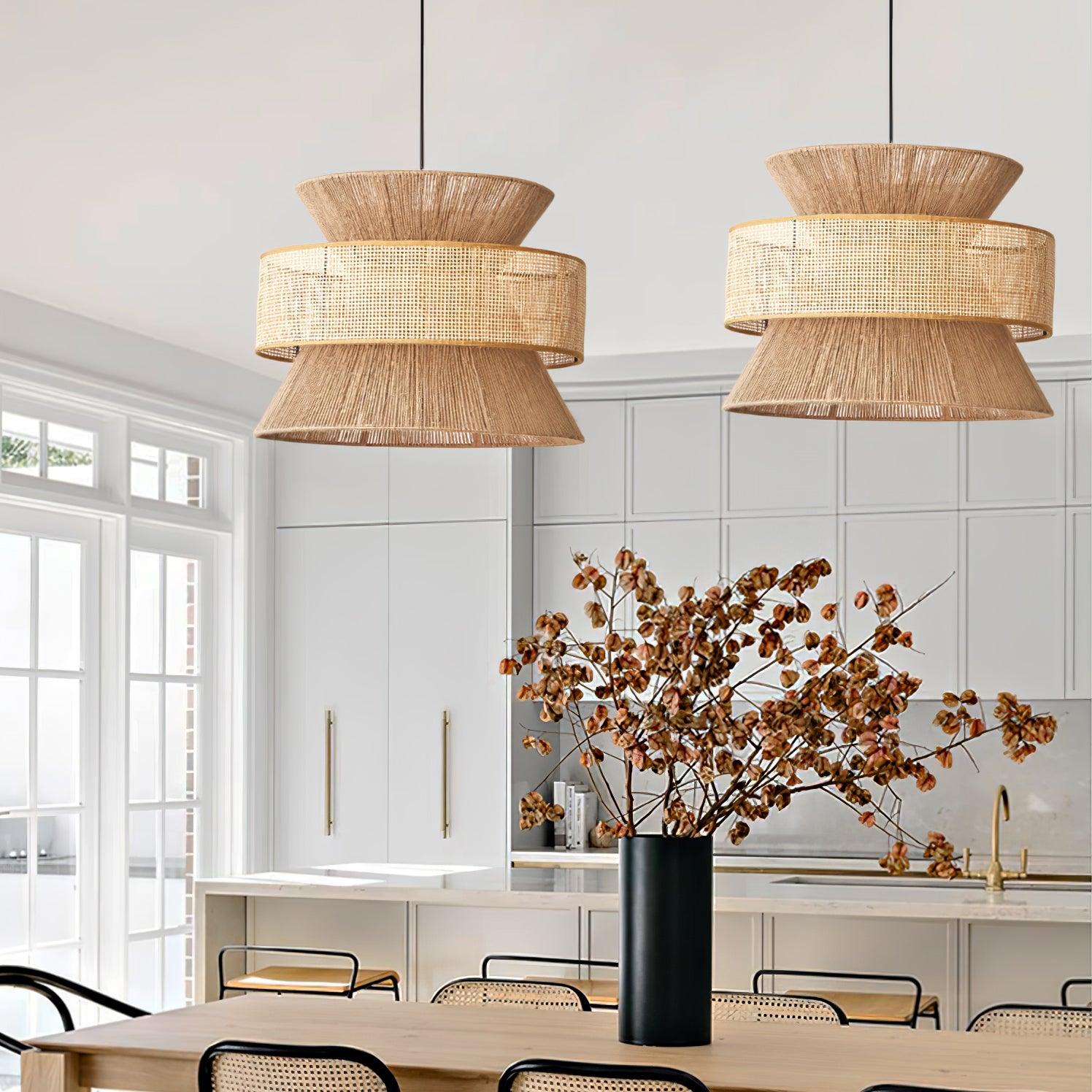 Ophelia Lustra Lampe Suspendue Rattan Tissé Élégante - Neutralighting