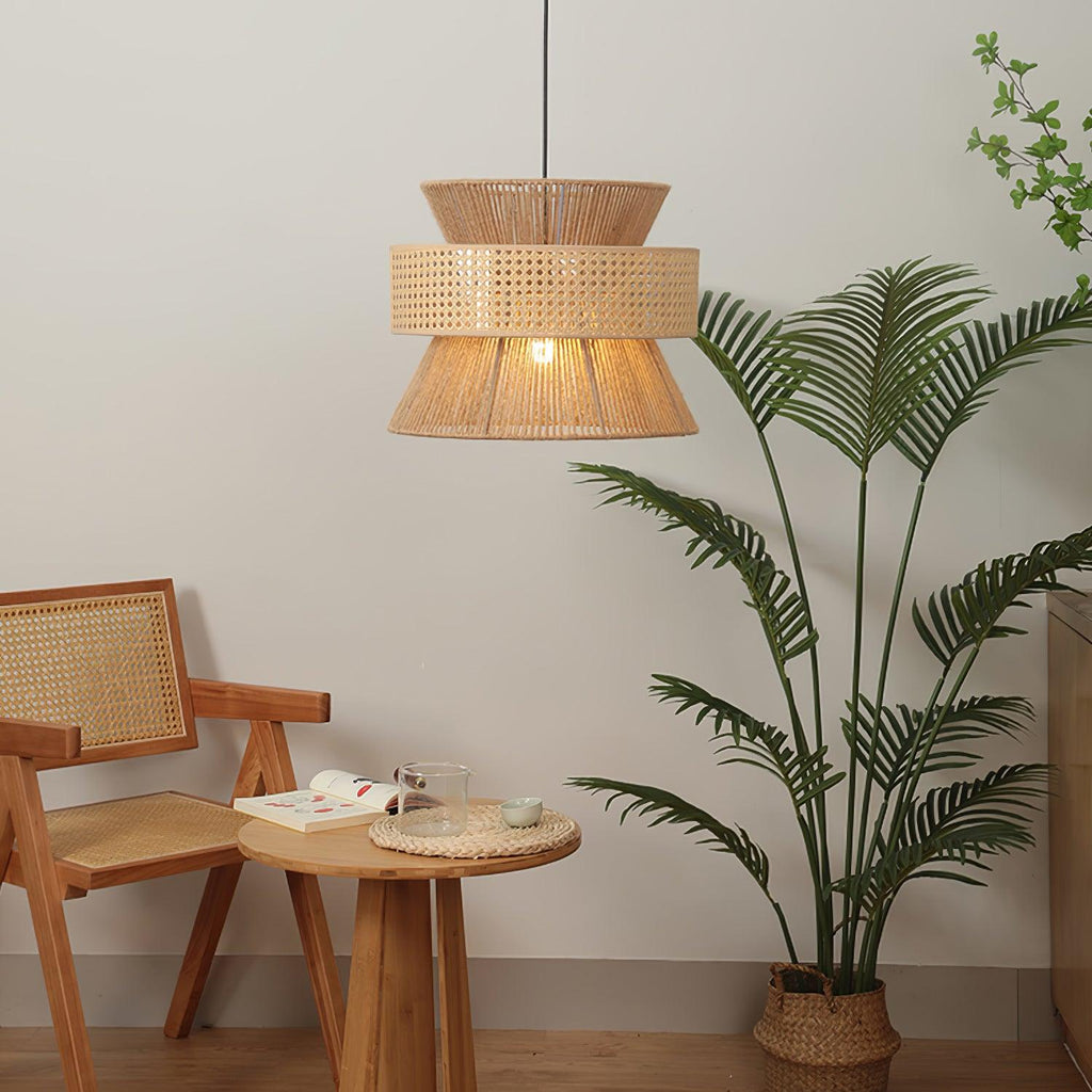 Ophelia Lustra Lampe Suspendue Rattan Tissé Élégante - Neutralighting