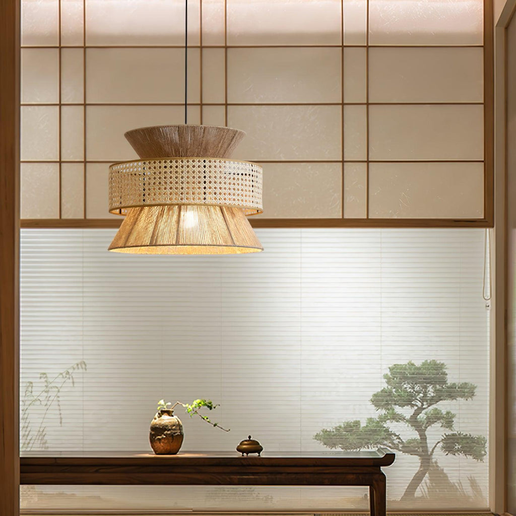 Ophelia Lustra Lampe Suspendue Rattan Tissé Élégante - Neutralighting