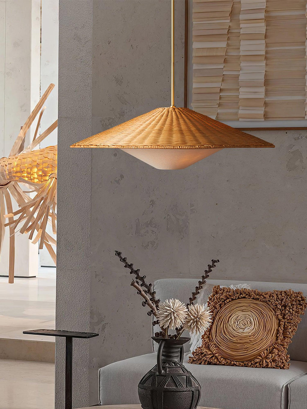 Elysiave Rotin Minimaliste Pendentif Lumière - Neutralighting
