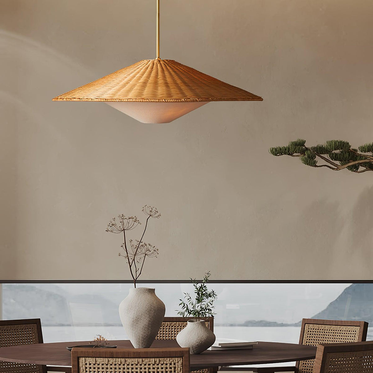 Elysiave Rotin Minimaliste Pendentif Lumière - Neutralighting