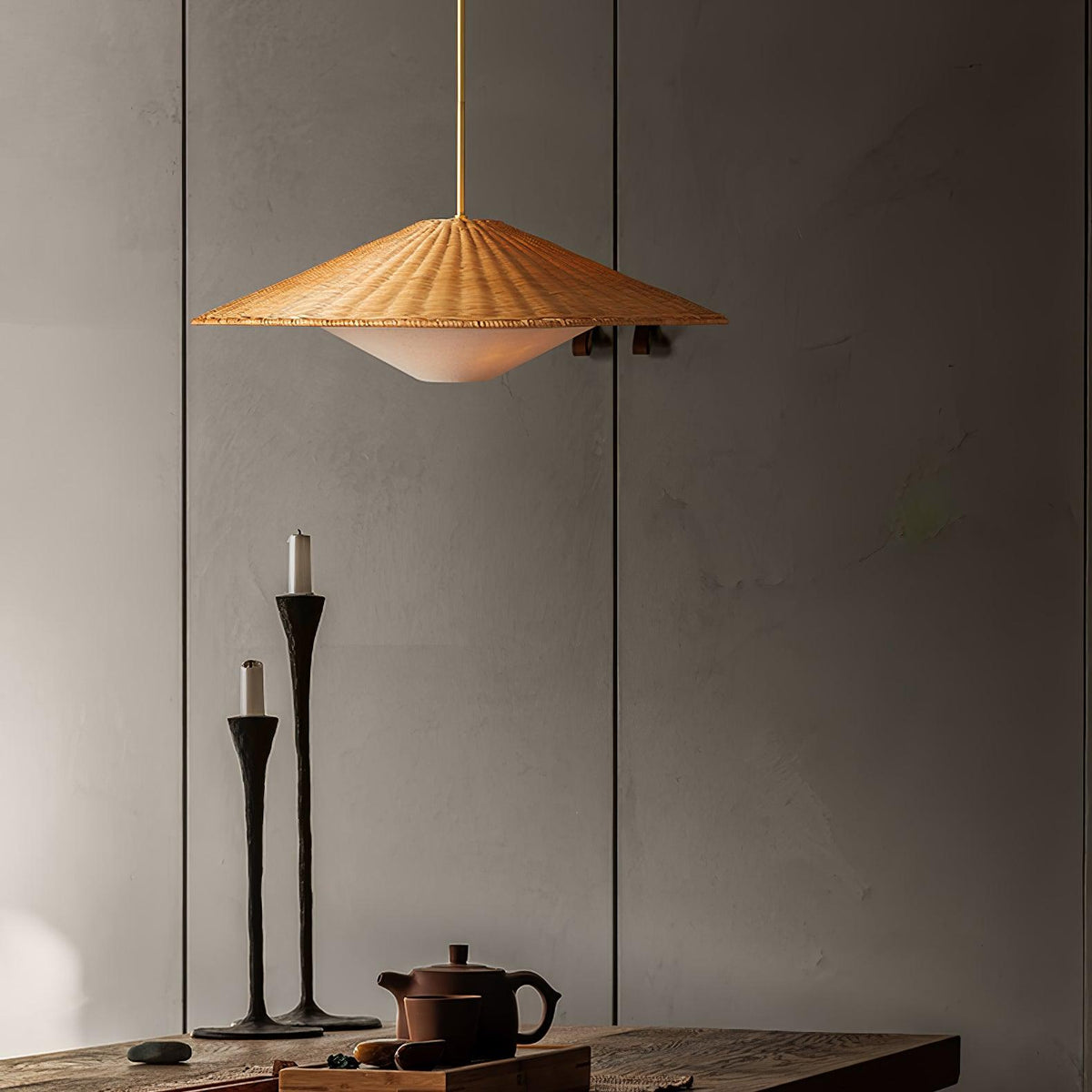 Elysiave Rotin Minimaliste Pendentif Lumière - Neutralighting
