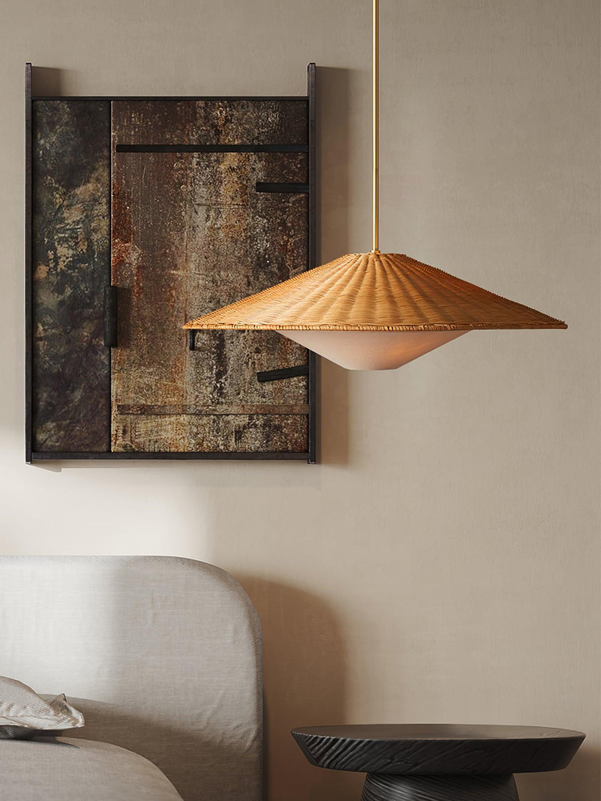 Elysiave Rotin Minimaliste Pendentif Lumière - Neutralighting