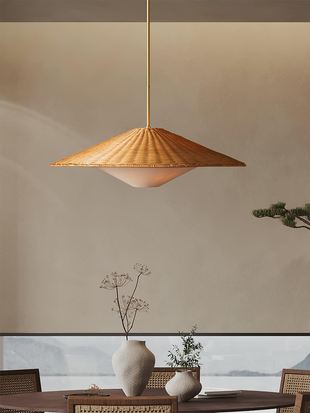 Elysiave Rotin Minimaliste Pendentif Lumière - Neutralighting