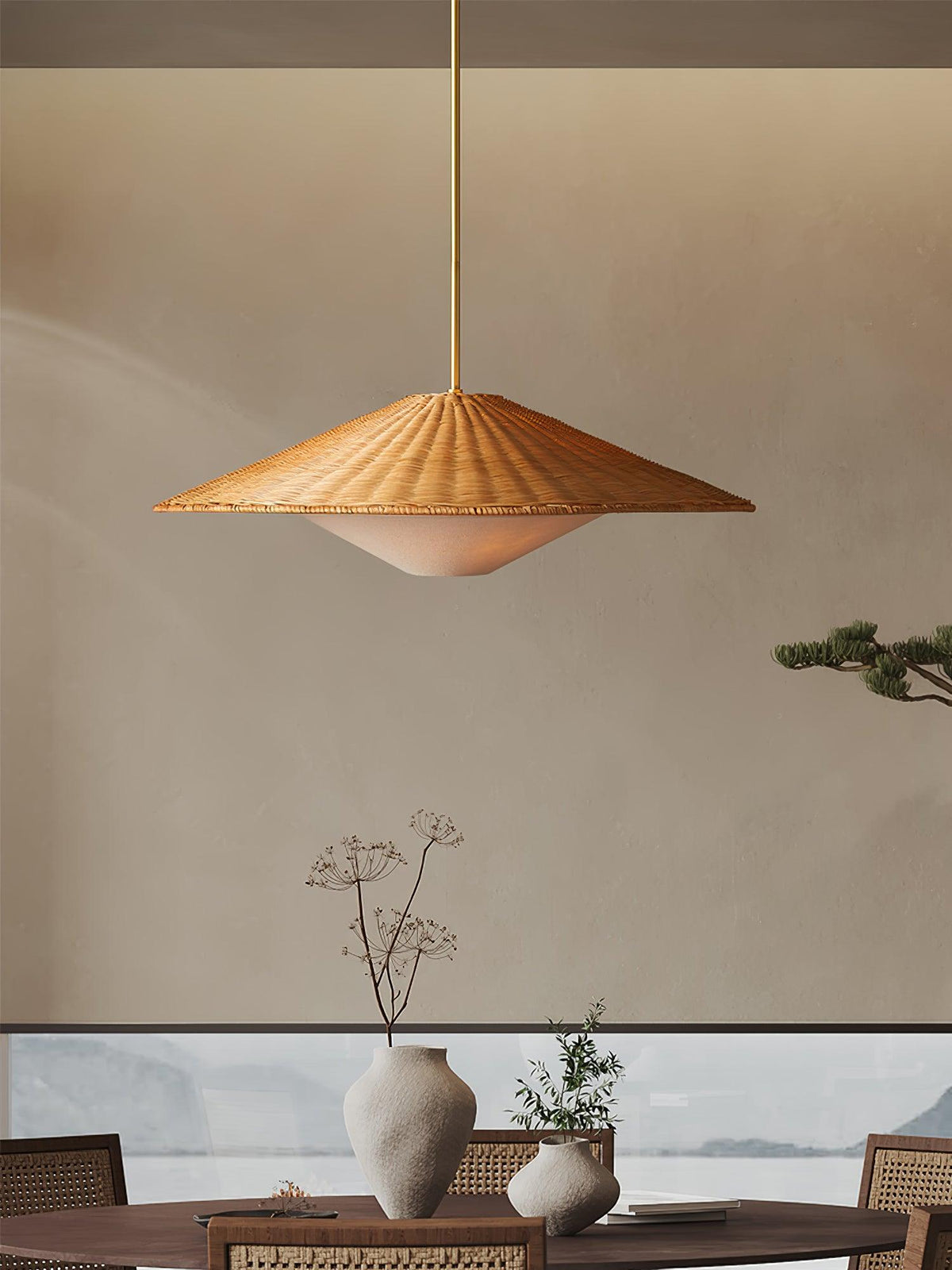 Elysiave Rotin Minimaliste Pendentif Lumière - Neutralighting