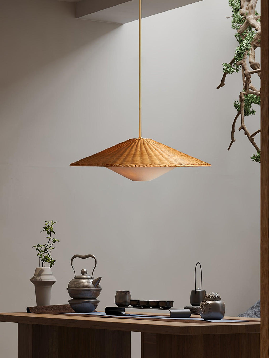 Elysiave Rotin Minimaliste Pendentif Lumière - Neutralighting