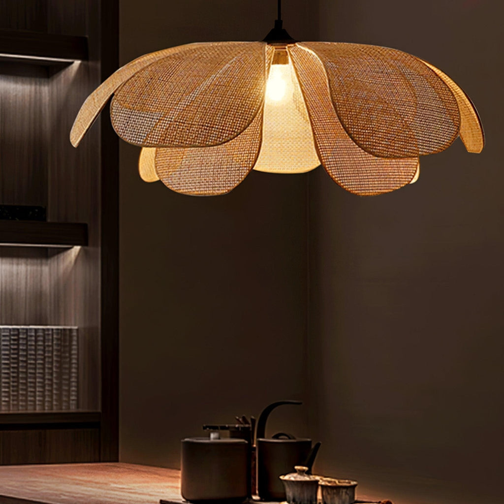 Petaral Suspension Lampe Rétro en Rattan - Neutralighting