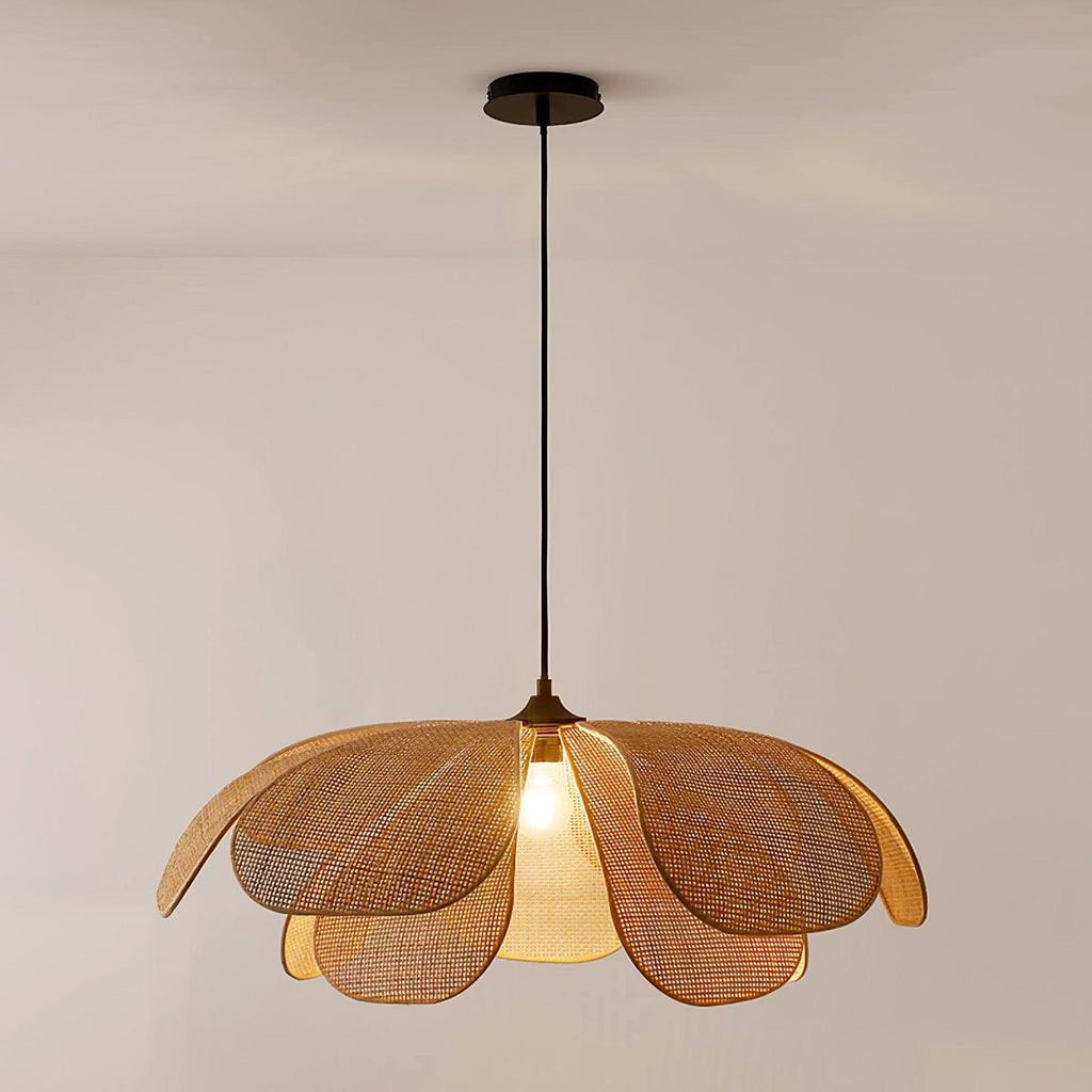 Petaral Suspension Lampe Rétro en Rattan - Neutralighting