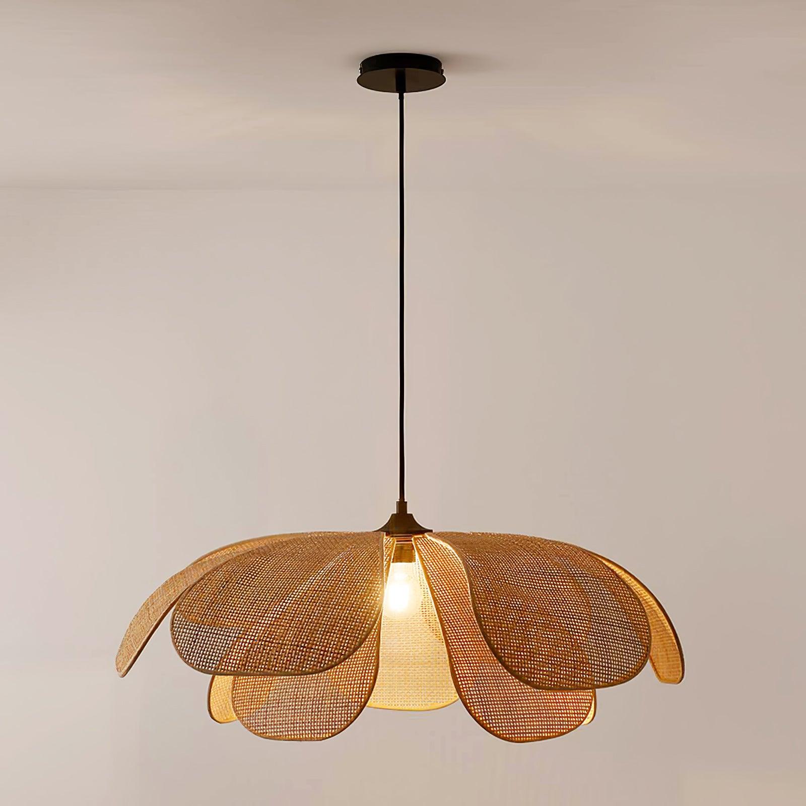 Petaral Suspension Lampe Rétro en Rattan - Neutralighting