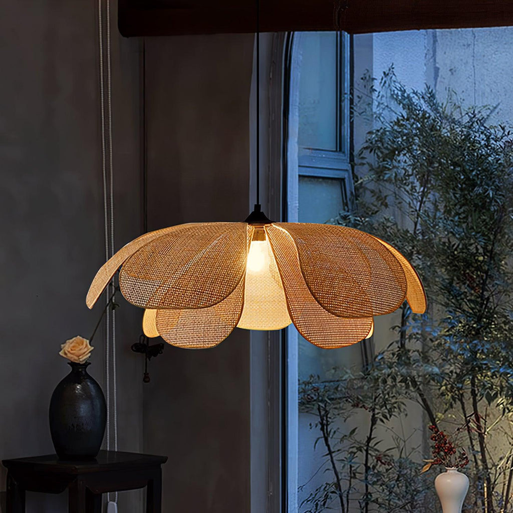 Petaral Suspension Lampe Rétro en Rattan - Neutralighting