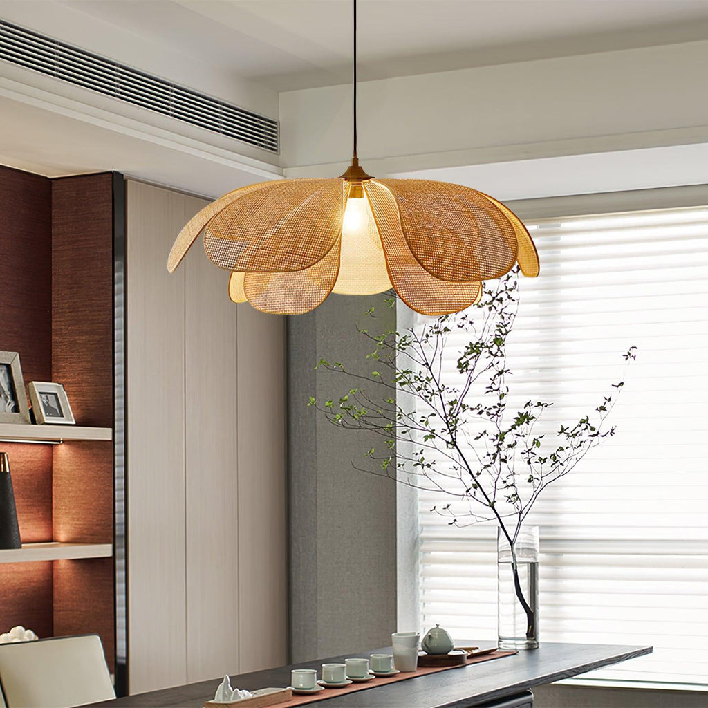 Petaral Suspension Lampe Rétro en Rattan - Neutralighting