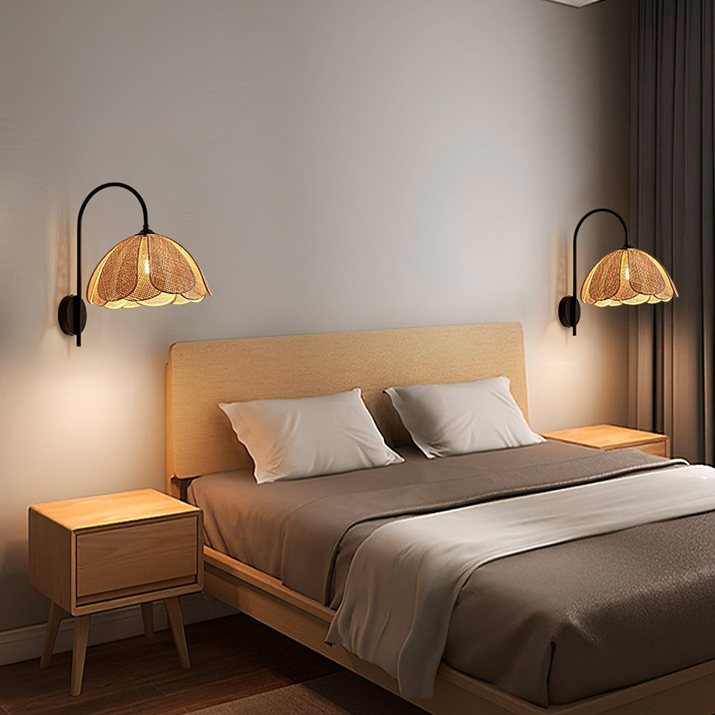 Zevelia Applique Murale Rattan Pétale Naturel Élégance - Neutralighting