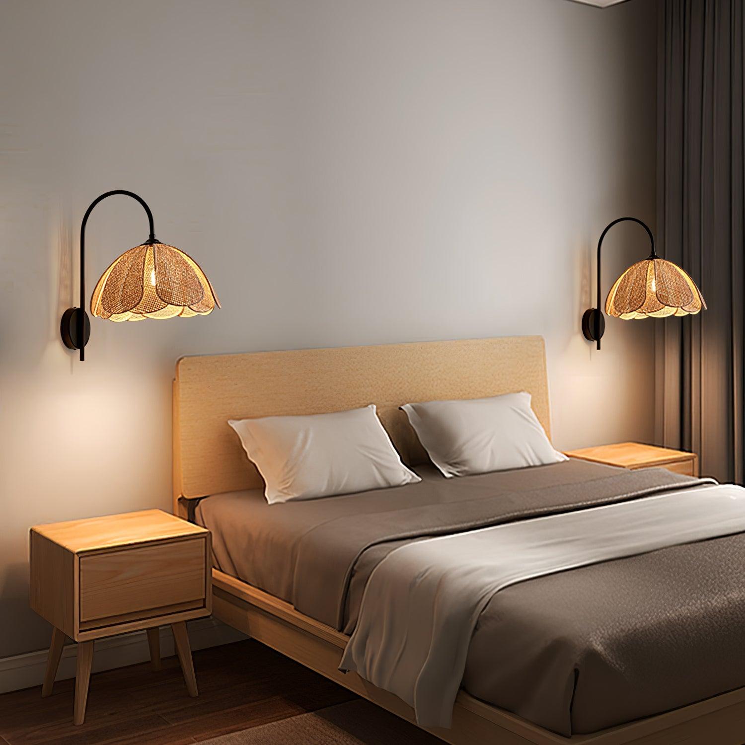 Zevelia Applique Murale Rattan Pétale Naturel Élégance - Neutralighting