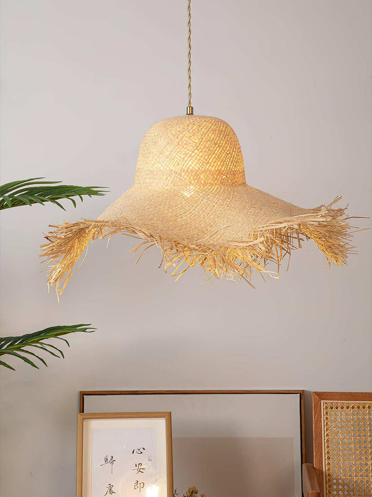 Zephyran Rotin Vintage Pendentif Lumière - Neutralighting