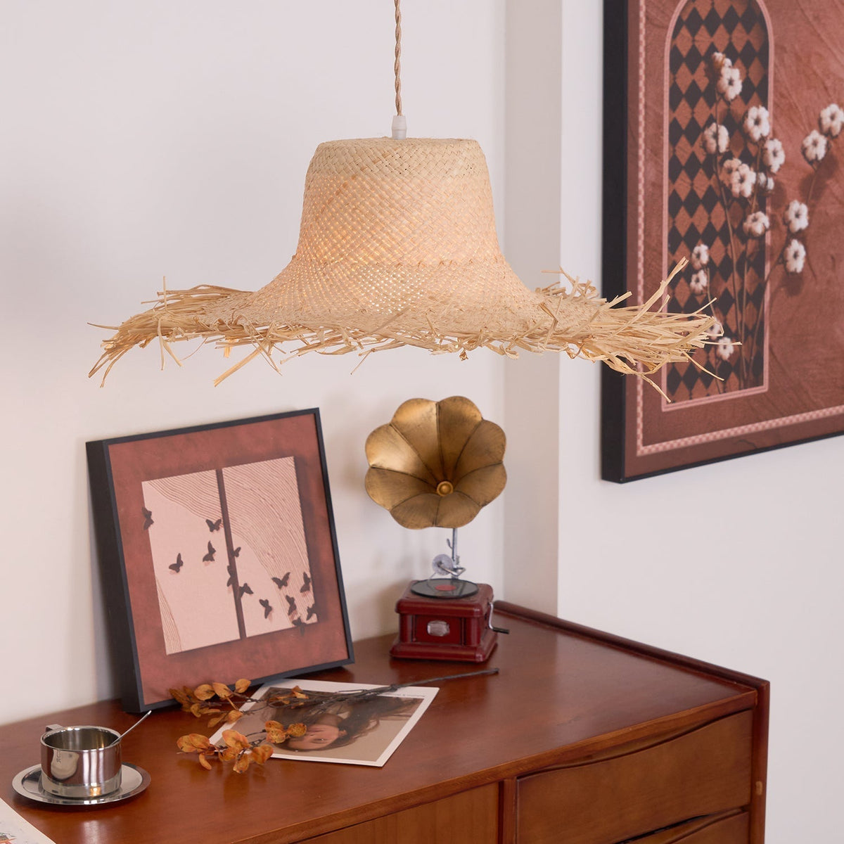 Zephyran Rotin Vintage Pendentif Lumière - Neutralighting