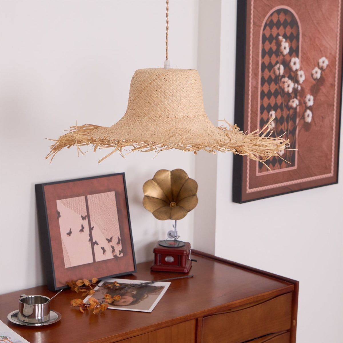 Zephyran Rotin Vintage Pendentif Lumière - Neutralighting